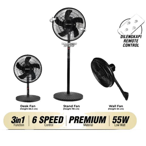 MITOCHIBA - KIPAS ANGIN 16"+Remote 3in1 - 1733 CFR (BLACK)