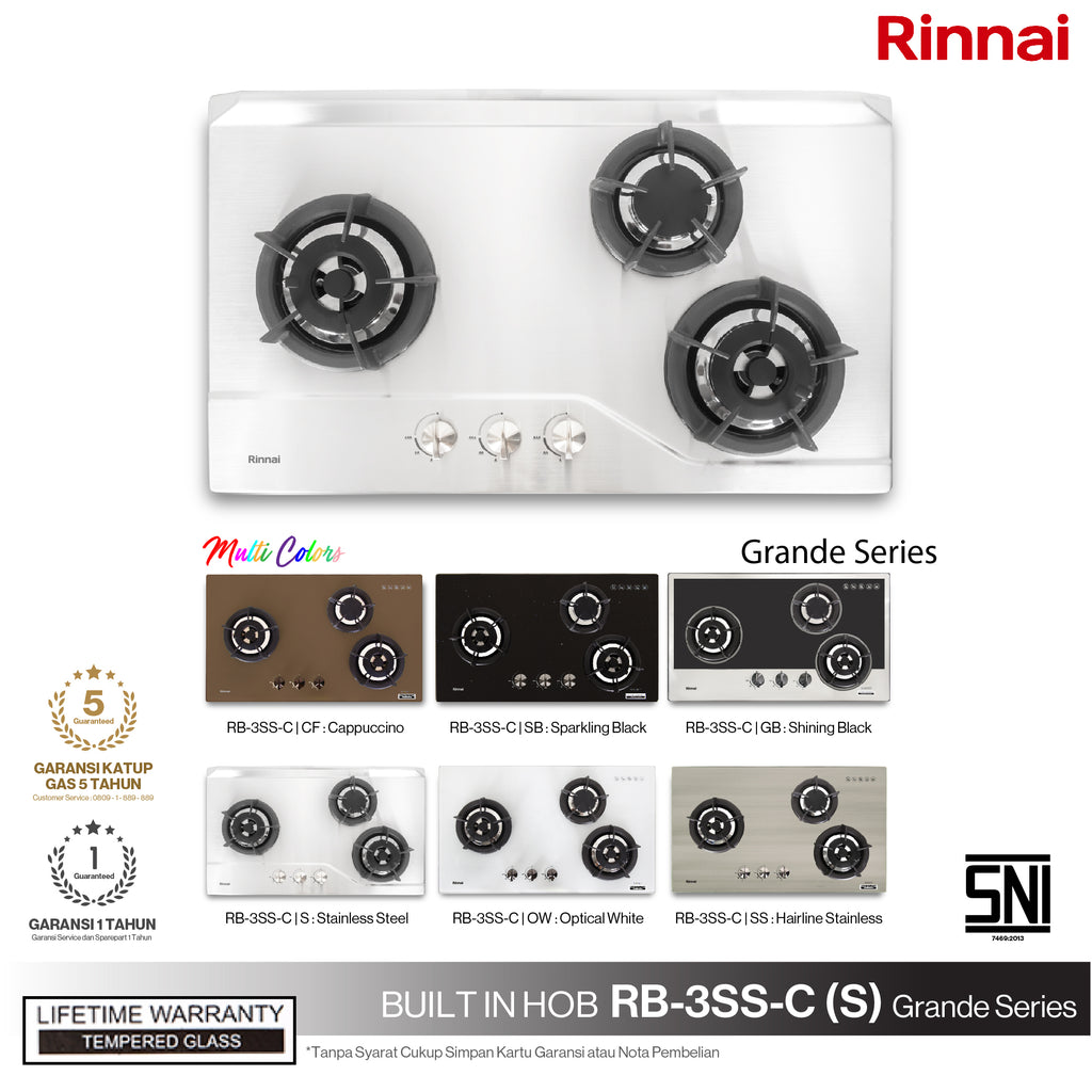 RINNAI - GAS HOB 3 TUNGKU  - RB-3SS-C(S)**