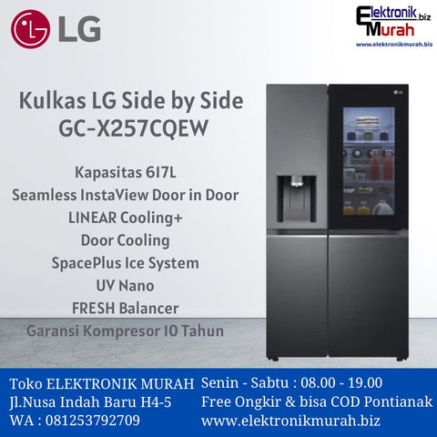 LG - KULKAS SIDE BY SIDE (617L) - GC-X257CQEW*