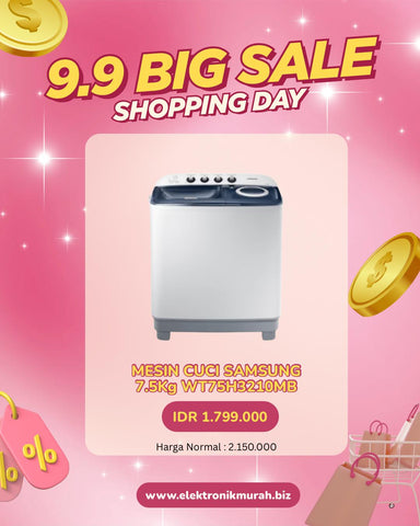 SAMSUNG - MESIN CUCI TWIN TUB/MANUAL 07.5KG - WT75H3210MB