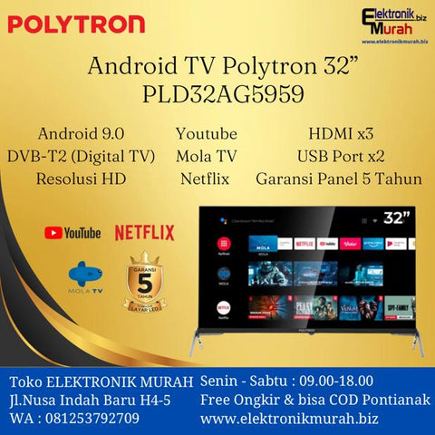 POLYTRON - LED TV 32" HD ANDROID TV - PLD32AG5959**
