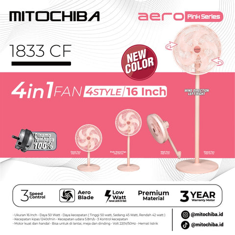 MITOCHIBA - KIPAS ANGIN 16" 4in1 - 1833 CF(PINK)