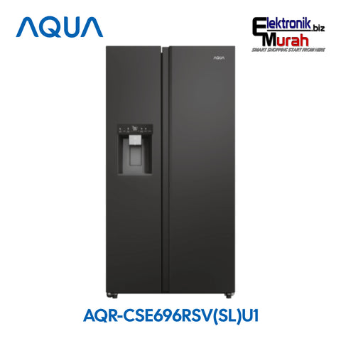 AQUA - KULKAS SIDE BY SIDE (618L) - AQR-CSE696RSV(SL)U1