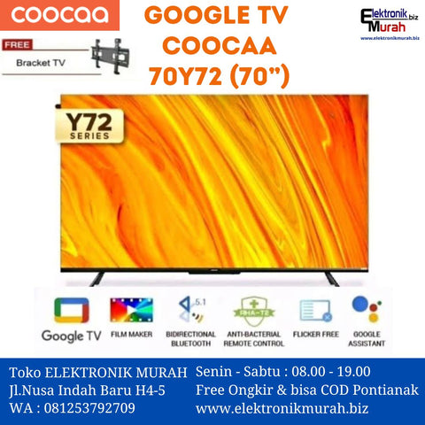 COOCAA - LED TV 70" UHD ANDROID TV - 70Y72 (FREE BREKET)