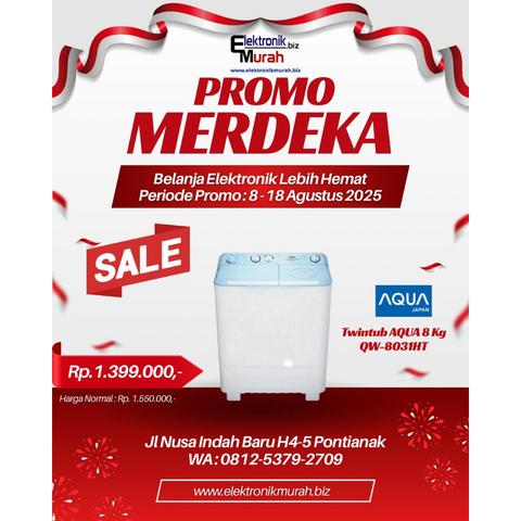 AQUA - MESIN CUCI TWIN TUB/MANUAL 08KG - QW-8031HT
