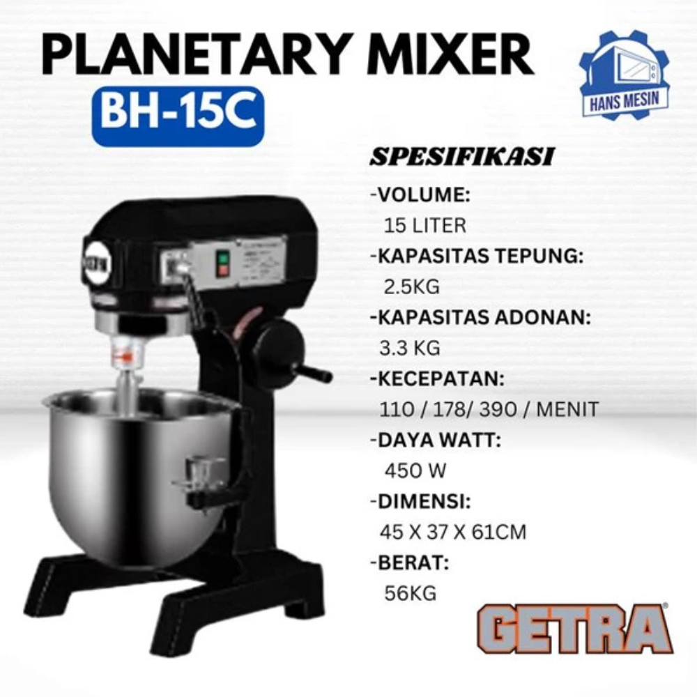 GEA/GETRA - PLANETARY MIXER COM 15Liter - BH-15C
