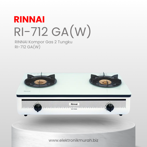 RINNAI - KOMPOR GAS 2 TUNGKU KACA - RI-712 GA(W)