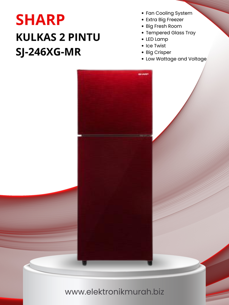 SHARP - KULKAS 2 PINTU SMALL (205L) - SJ-246XG-MR/MS