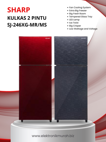 SHARP - KULKAS 2 PINTU SMALL (205L) - SJ-246XG-MR/MS