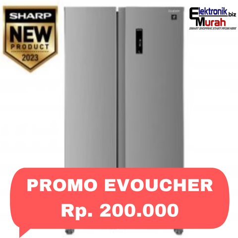 SHARP - KULKAS SIDE BY SIDE (600L) - SJ-IS70PMA-SL