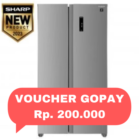 SHARP - KULKAS SIDE BY SIDE (600L) - SJ-IS70PMA-SL