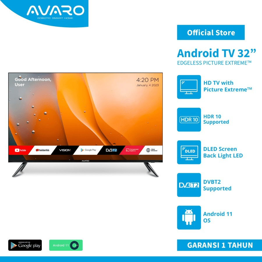 AVARO - LED TV 32" HD ANDROID TV - T32-A