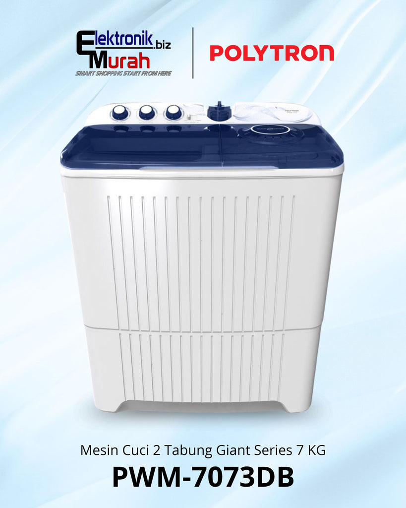 POLYTRON - MESIN CUCI TWIN TUB/MANUAL 07KG - PWM-7073DB (DARK BLUE)