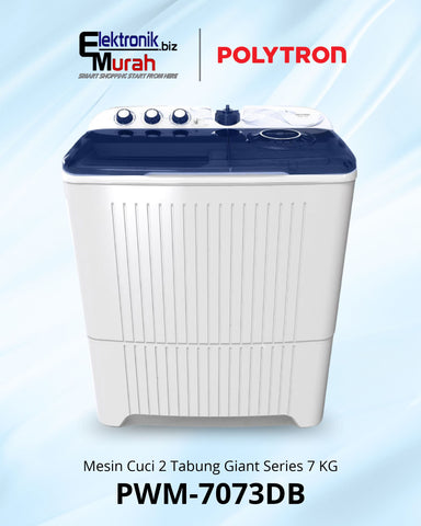 POLYTRON - MESIN CUCI TWIN TUB/MANUAL 07KG - PWM-7073DB (DARK BLUE)