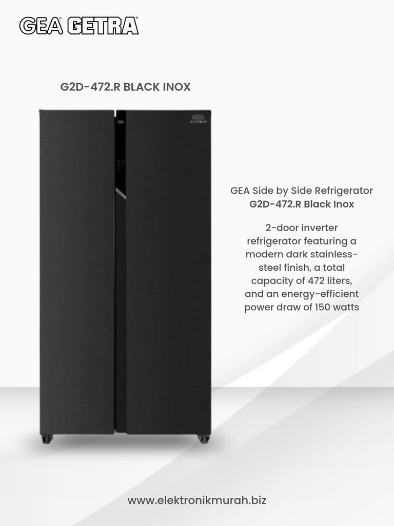 GEA - KULKAS SIDE BY SIDE (472 Liter) - G2D-472.R BLACK INOX