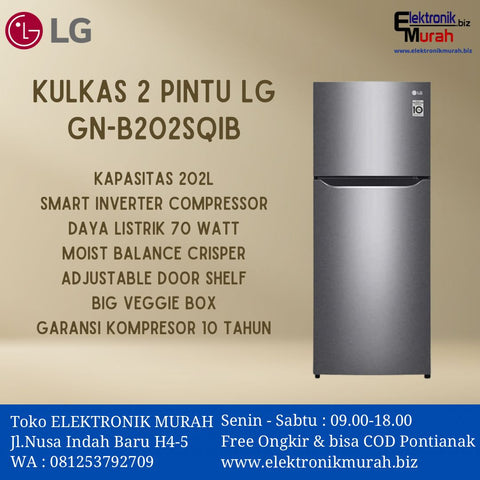 LG - KULKAS 2 PINTU SMALL (187L) - GN-B202SQIB*
