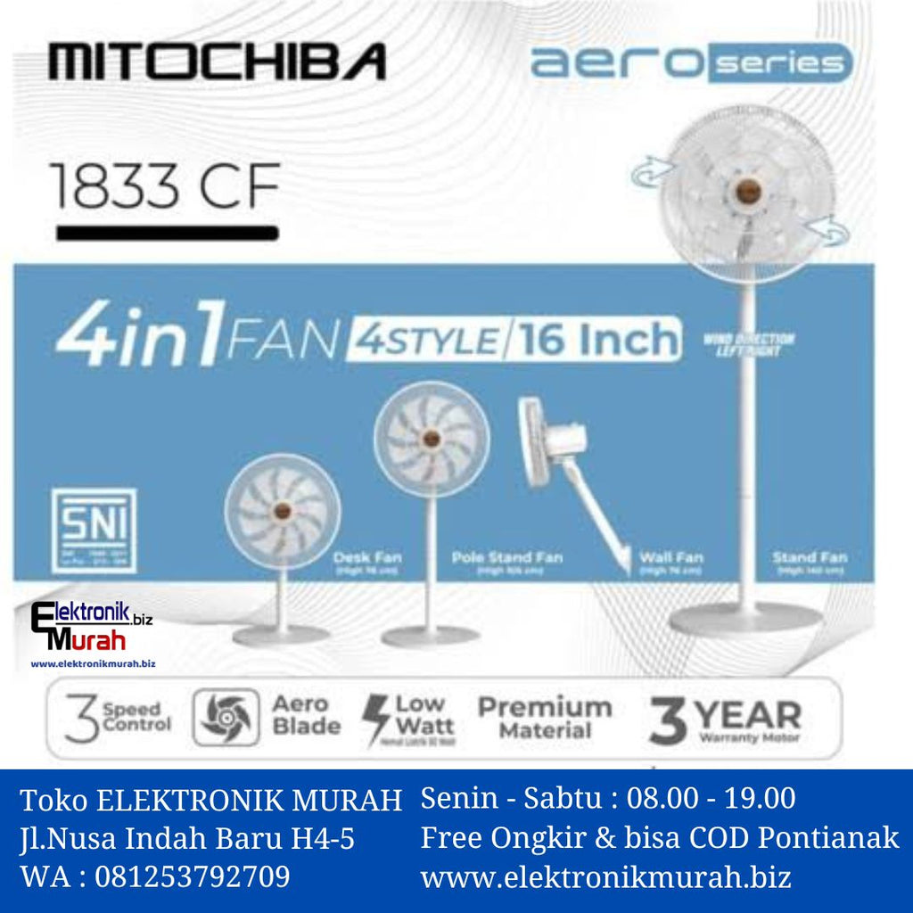 MITOCHIBA - KIPAS ANGIN 16" 4in1 - 1833 CF(PUTIH)