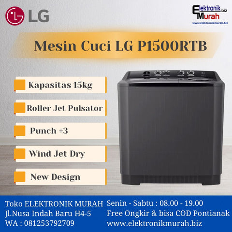 LG - MESIN CUCI TWIN TUB/MANUAL 15KG - P1500RTM*