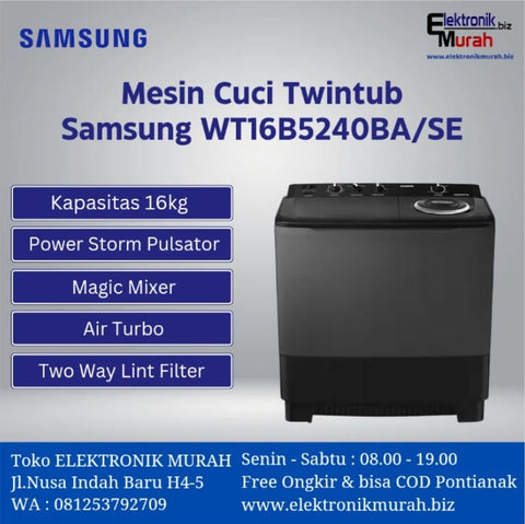 SAMSUNG - MESIN CUCI TWIN TUB/MANUAL 16KG - WT16B5240BA