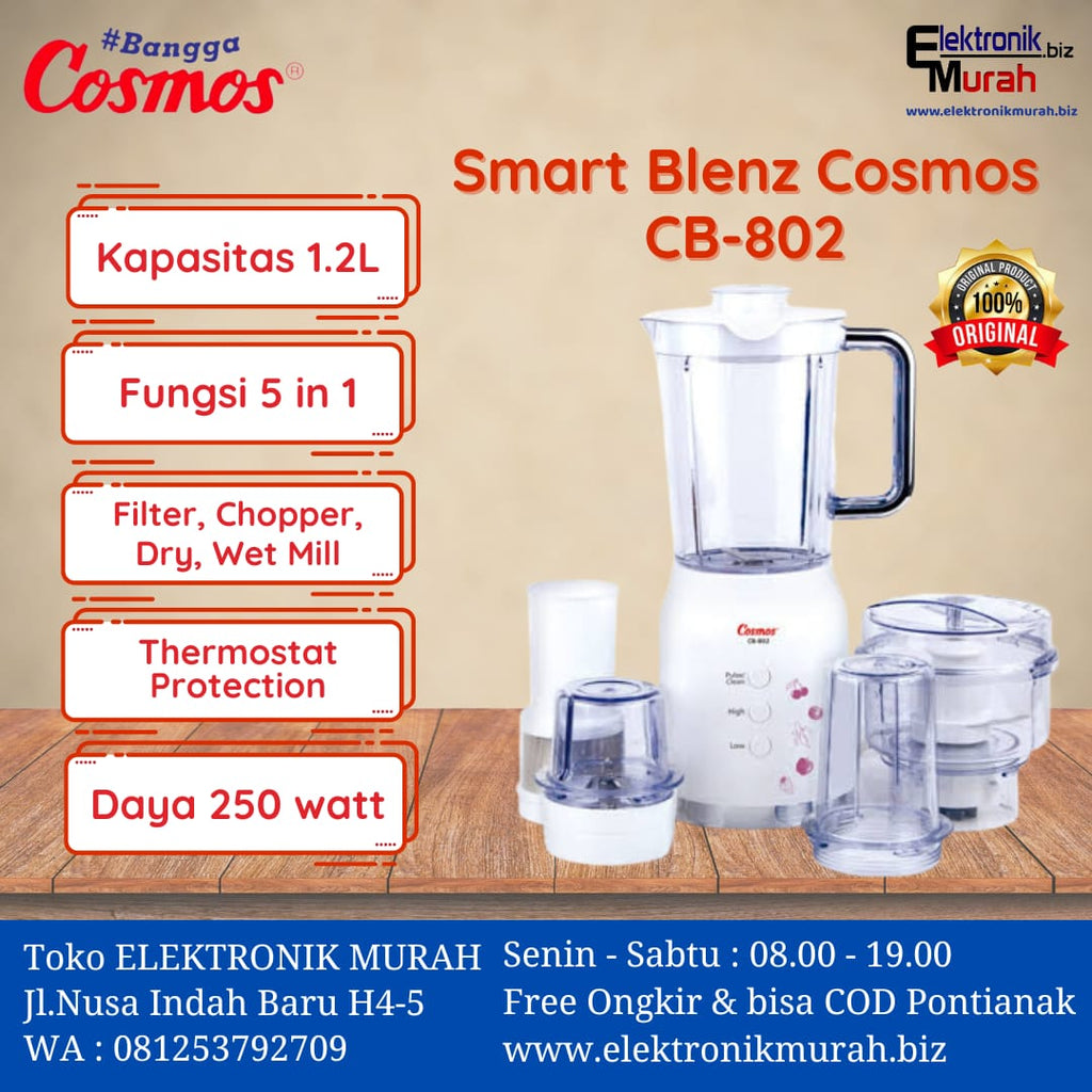 COSMOS - BLENDER PLASTIK 1.2 Liter 5in1 - CB-802