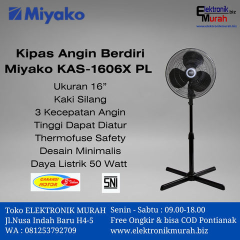 MIYAKO - KIPAS ANGIN STAND FAN 16" - KAS-1606X-PL