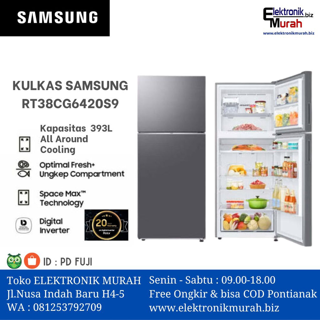 SAMSUNG - KULKAS 2 PINTU BIG (393L) - RT38CG6420S9**
