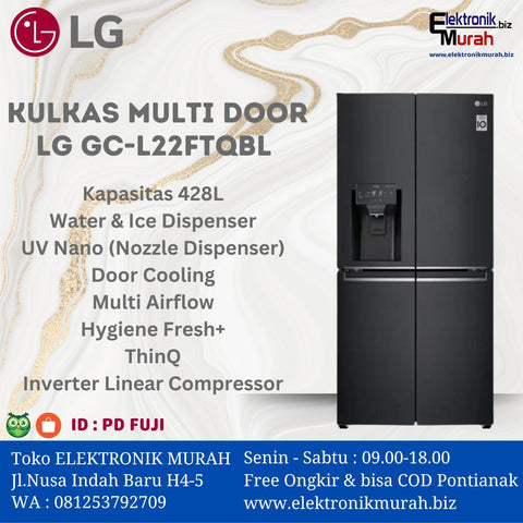 LG - KULKAS SIDE BY SIDE (428L) - GC-L22FTQBL*