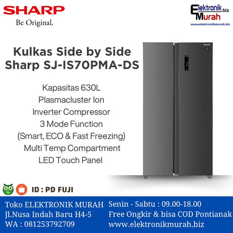 SHARP - KULKAS SIDE BY SIDE (630L) - SJ-IS70PMA-DS