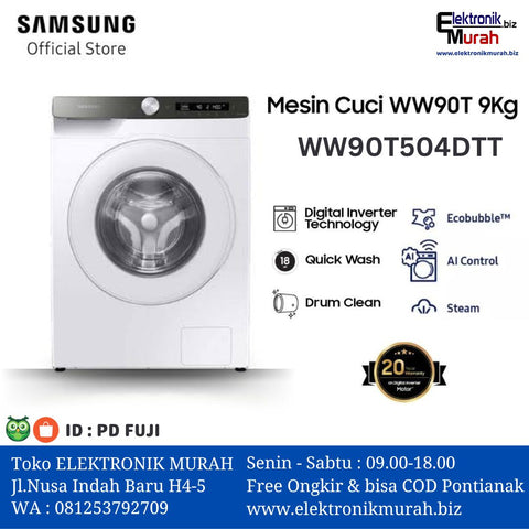 SAMSUNG - MESIN CUCI FRONT LOADING 09KG - WW90T504DTT