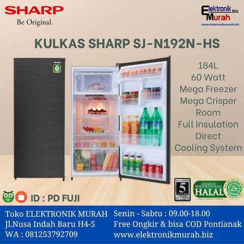 SHARP - KULKAS 1 PINTU (184L) - SJ-N192N-HS