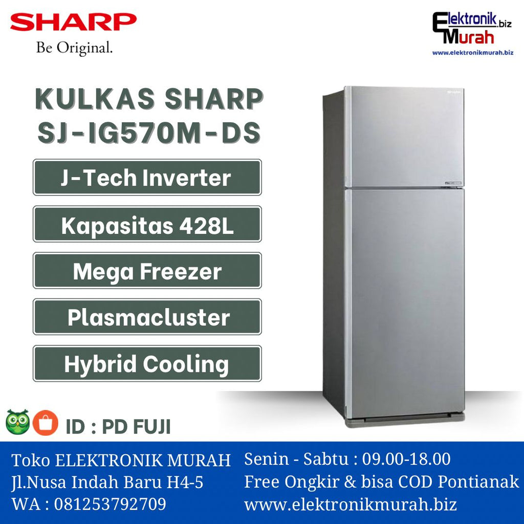 SHARP - KULKAS 2 PINTU BIG (428L) - SJ-IG570M-DS