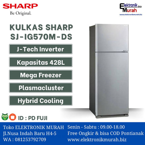 SHARP - KULKAS 2 PINTU BIG (428L) - SJ-IG570M-DS