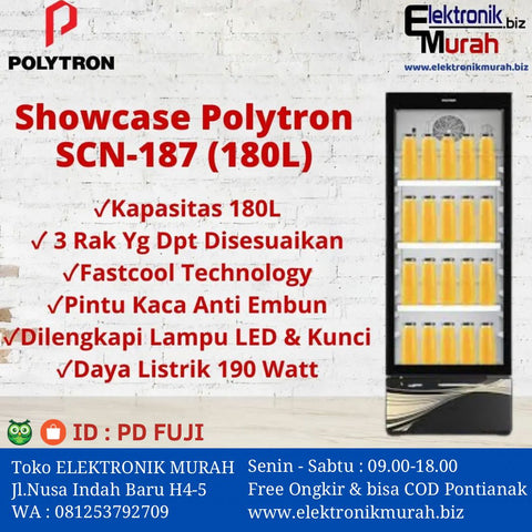 POLYTRON - SHOWCASE 1 PINTU 180L - SCN187