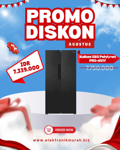 POLYTRON - KULKAS SIDE BY SIDE (450L) - PRS-451Y