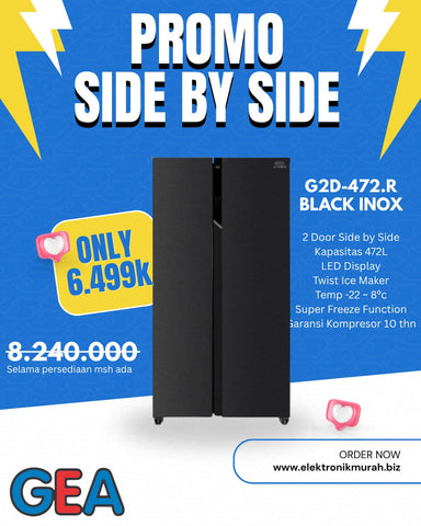 GEA - KULKAS SIDE BY SIDE (472 Liter) - G2D-472.R BLACK INOX