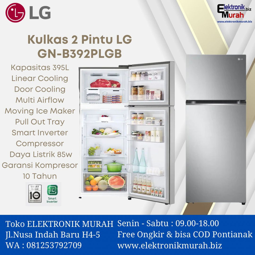 LG - KULKAS 2 PINTU (395L) - GN-B392PLGB