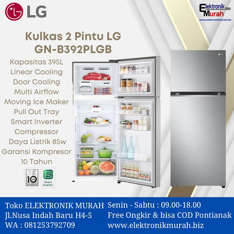 LG - KULKAS 2 PINTU (395L) - GN-B392PLGB*