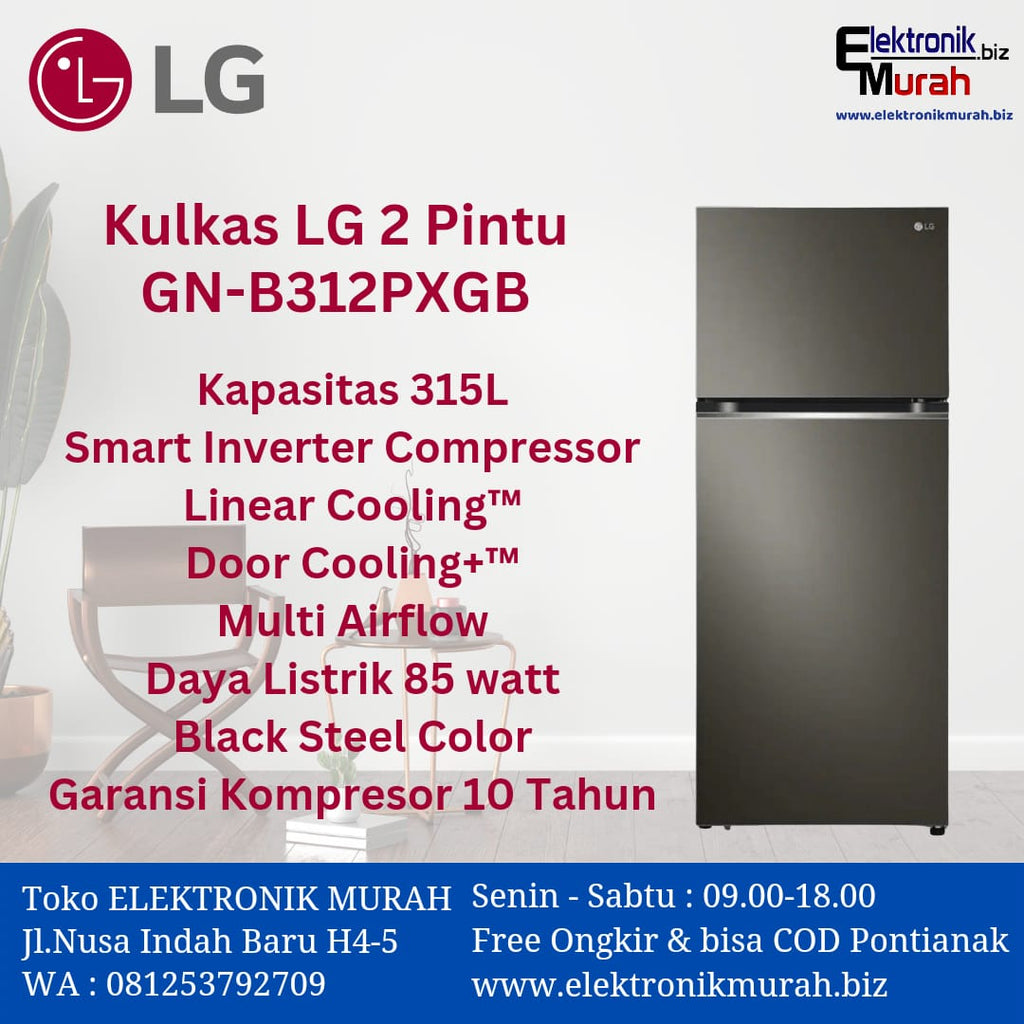 LG - KULKAS 2 PINTU (315L) - GN-B312PXGB*