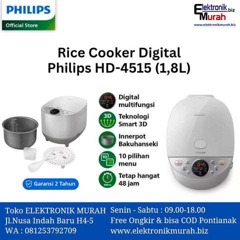 PHILIPS - RICE COOKER 1.8Liter - HD 4515 ABU-ABU