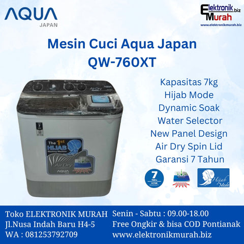 AQUA - MESIN CUCI TWIN TUB/MANUAL 07KG - QW-760XT*