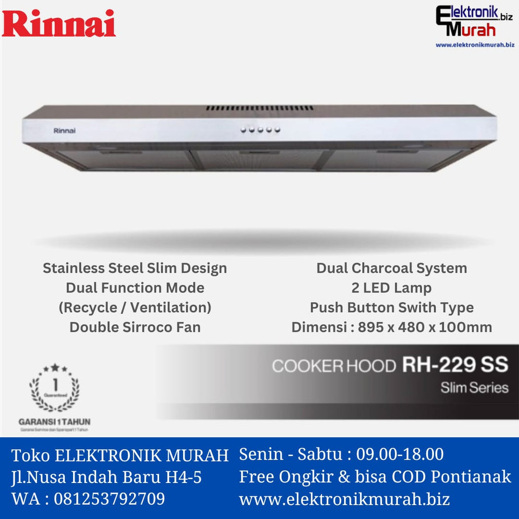 RINNAI - COOKER HOOD - RH-229SS**