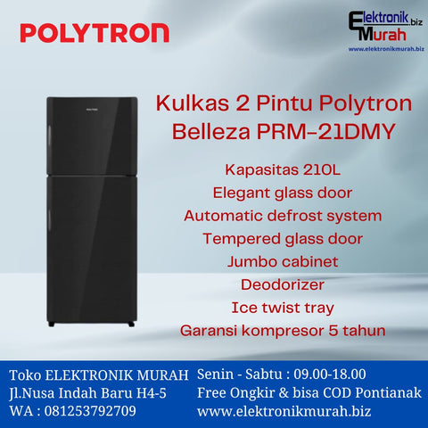 POLYTRON - KULKAS 2 PINTU (210L) - PRM-21DMY